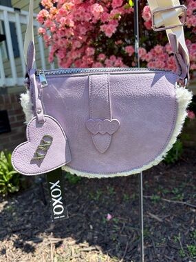 XOXO Lavender Crossbody Bag with Heart Charm